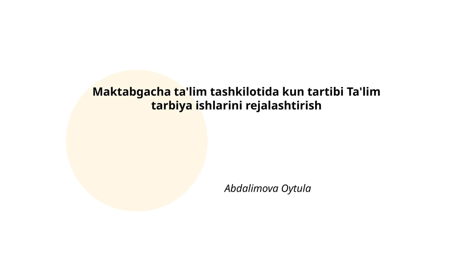 Maktabgacha ta'limda kun tartibi