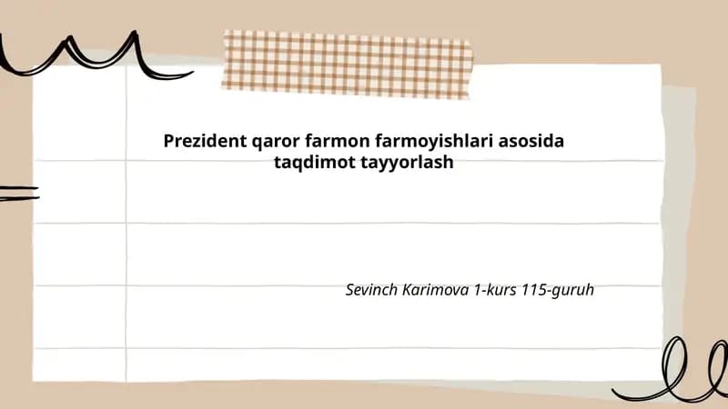 Prezident qaror farmon farmoyishlari asosida taqdimot tayyorlash