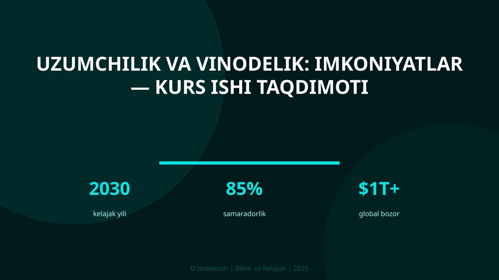 Uzumchilik va vinodelik: imkoniyatlar — kurs ishi taqdimoti