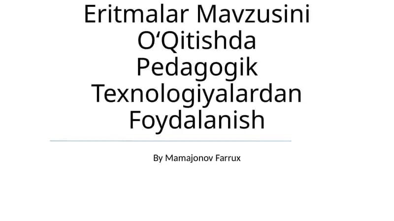 Pedagogik Texnologiyalar
