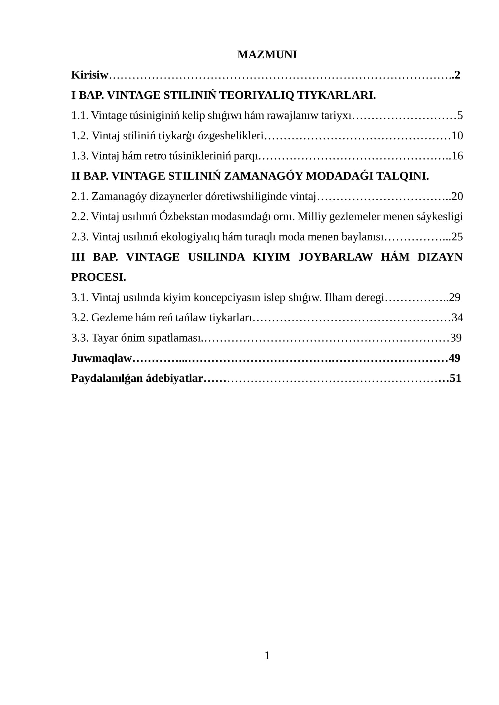 VINTAGE STILINIŃ TEORIYALIQ TIYKARLARI