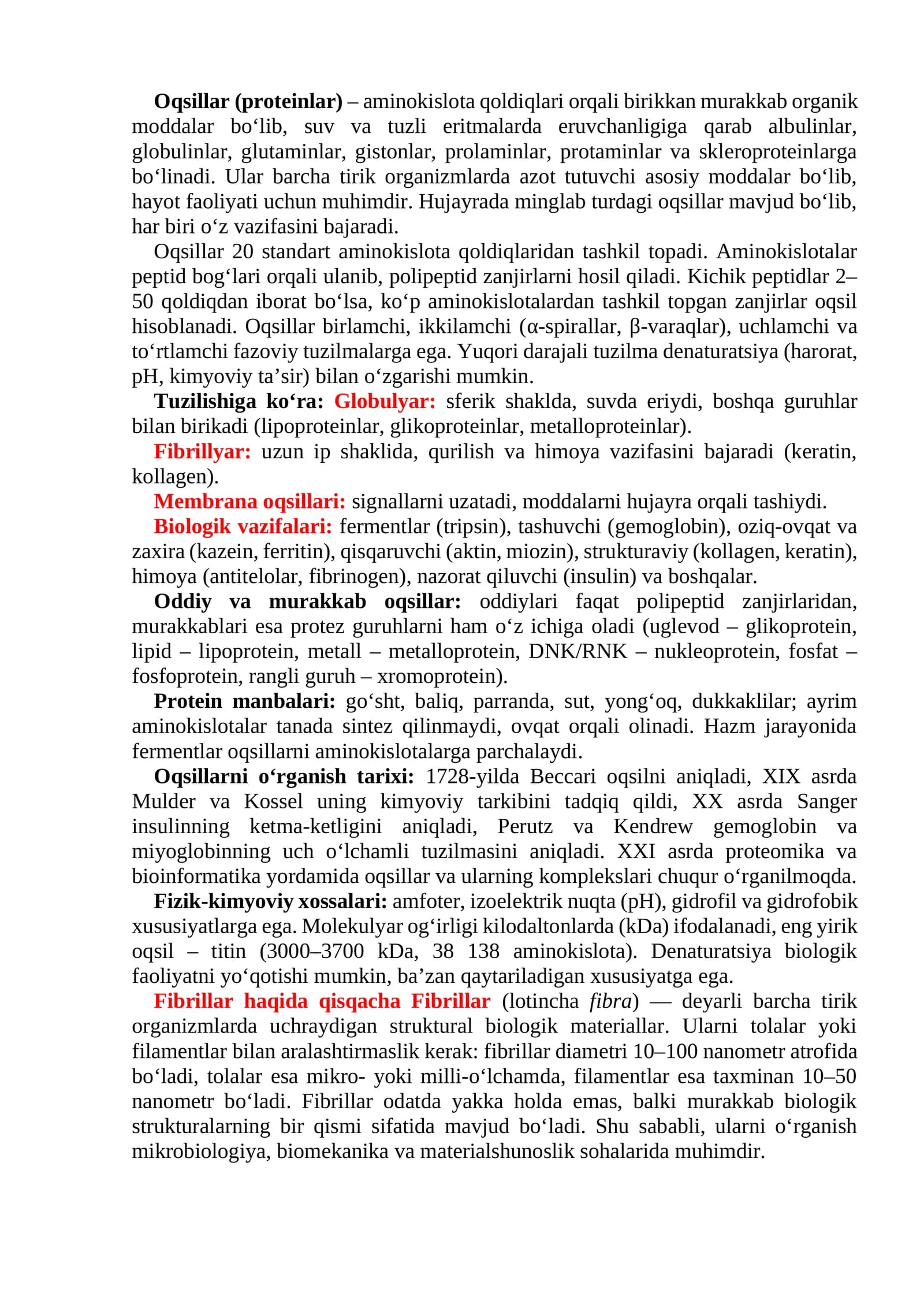 Oqsillar (proteinlar)
