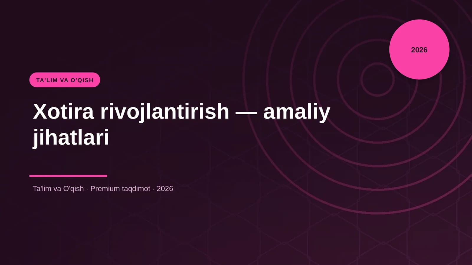 Xotira rivojlantirish — amaliy jihatlari