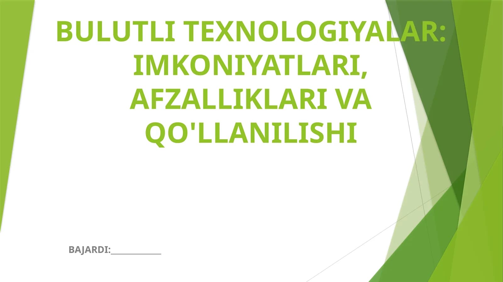 Bulutli Texnologiyalar: Imkoniyatlari, Afzalliklari va Qo'llanilishi