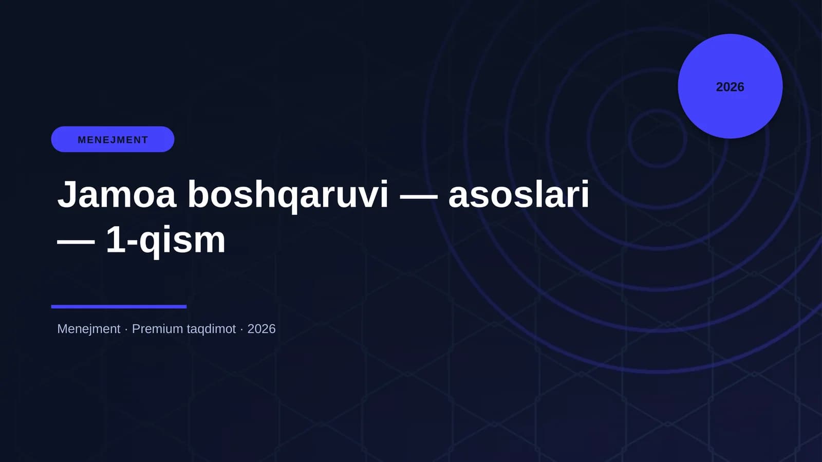 Jamoa boshqaruvi — asoslari — 1-qism