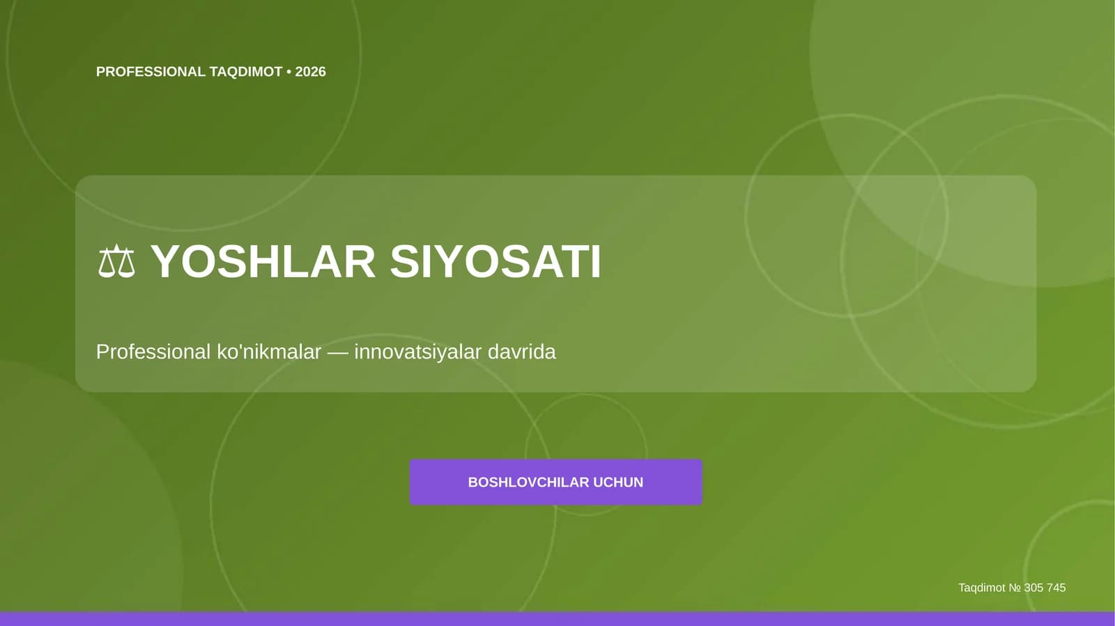 YOSHLAR SIYOSATI Professional Taqdimot