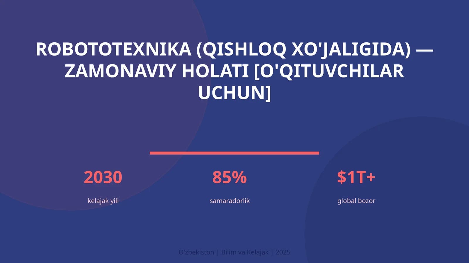 Robototexnika (qishloq xo'jaligida) — zamonaviy holati [o'qituvchilar uchun]