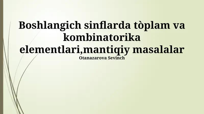 To'plam va Kombinatorika Elementlari