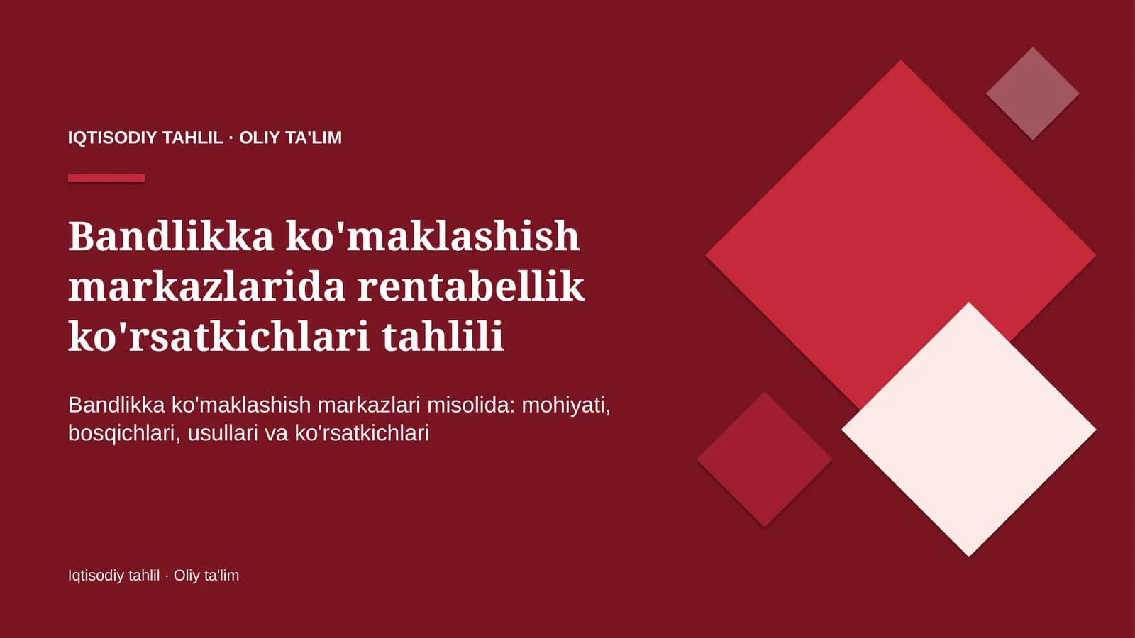 bandlikka ko'maklashish markazlarida rentabellik ko'rsatkichlari tahlili 4974