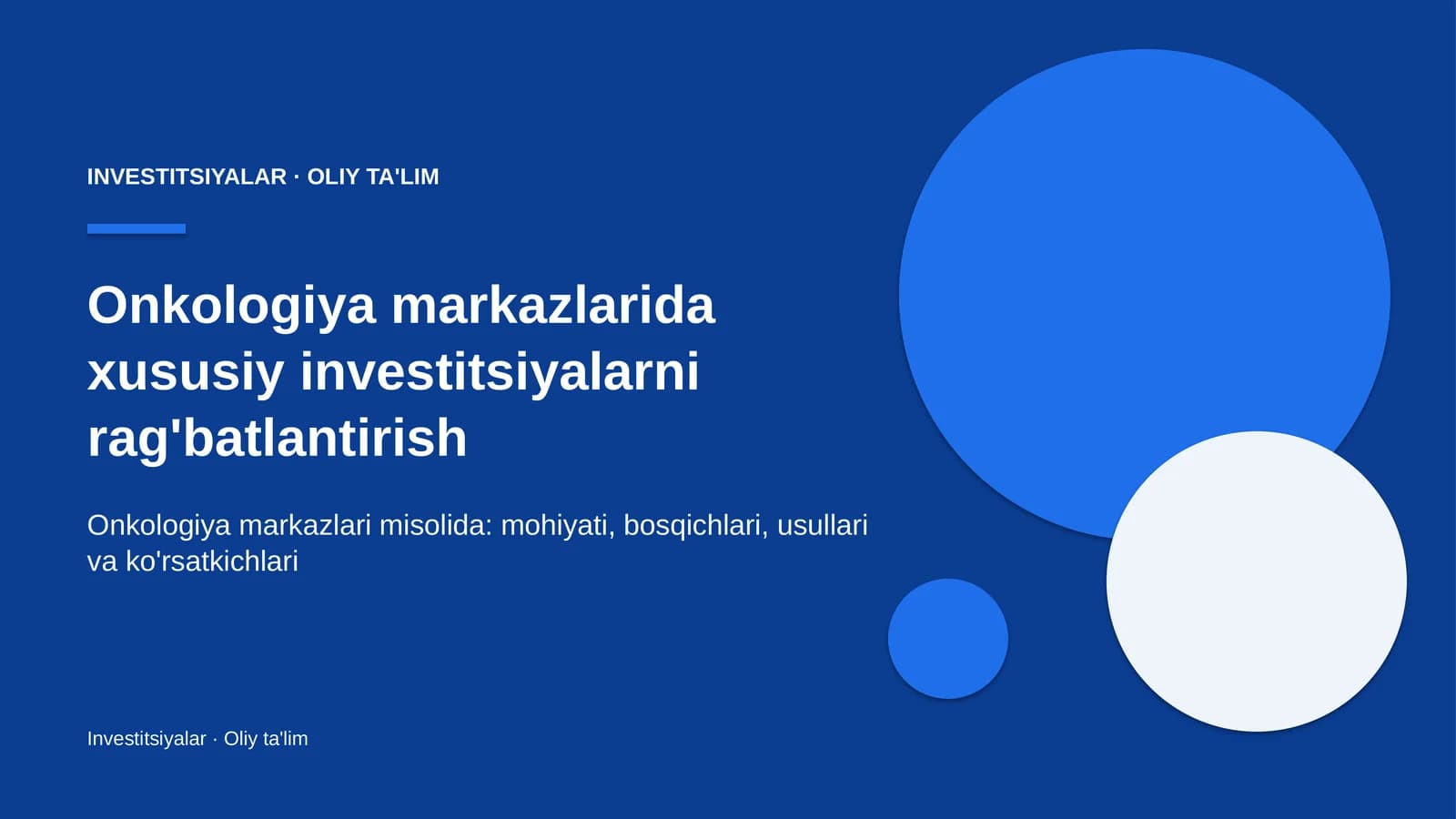 onkologiya markazlarida xususiy investitsiyalarni rag'batlantirish 2134