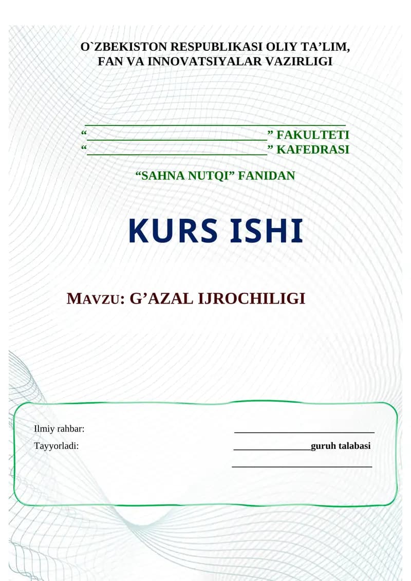 G’AZAL IJROCHILIGI