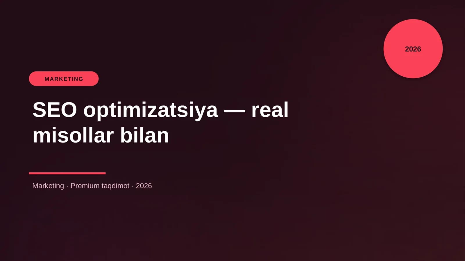SEO optimizatsiya — real misollar bilan