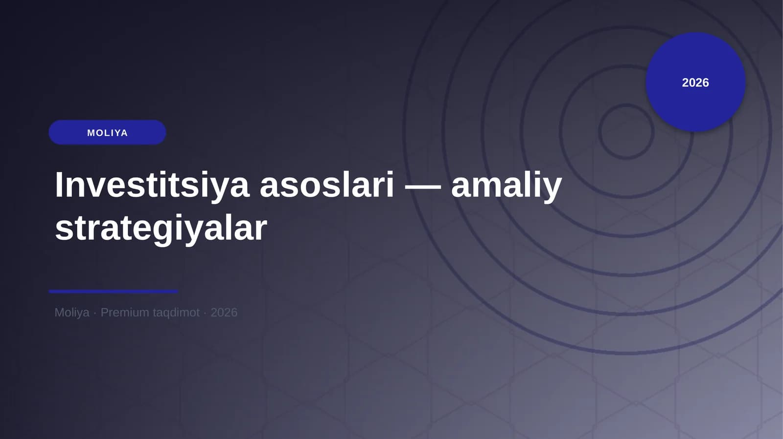 Investitsiya asoslari — amaliy strategiyalar