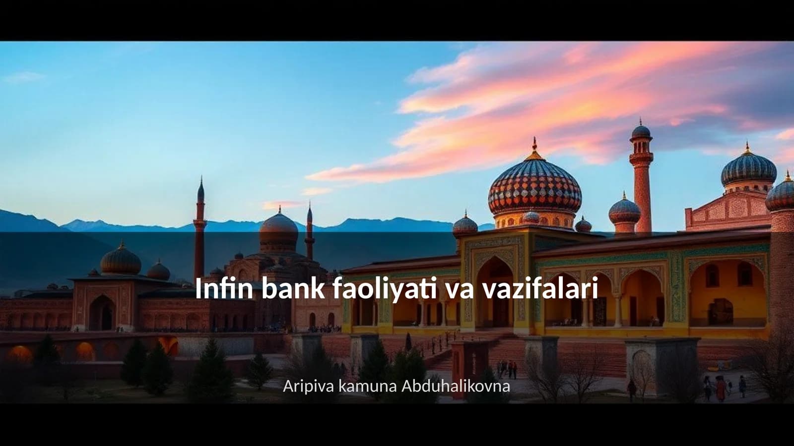 Infin bank faoliyati va vazifalari