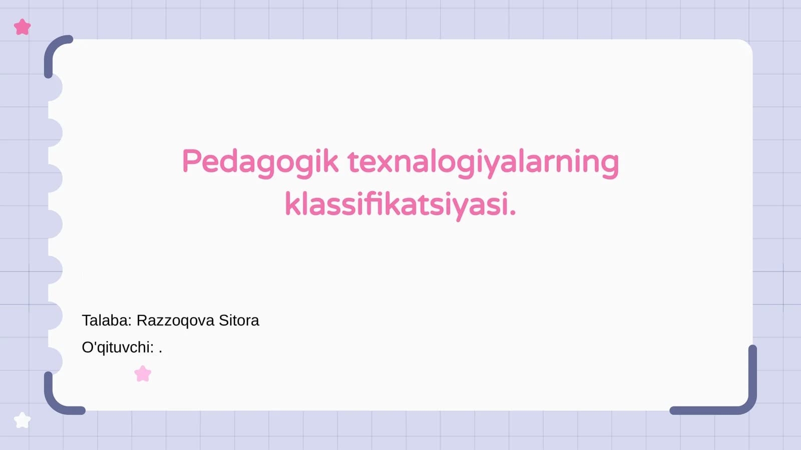 Pedagogik texnalogiyalarning klassifikatsiyasi