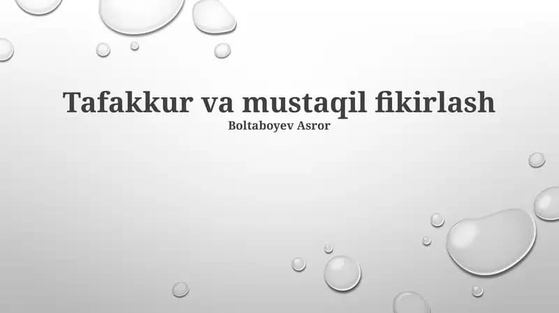 Tafakkur va mustaqil fikirlash