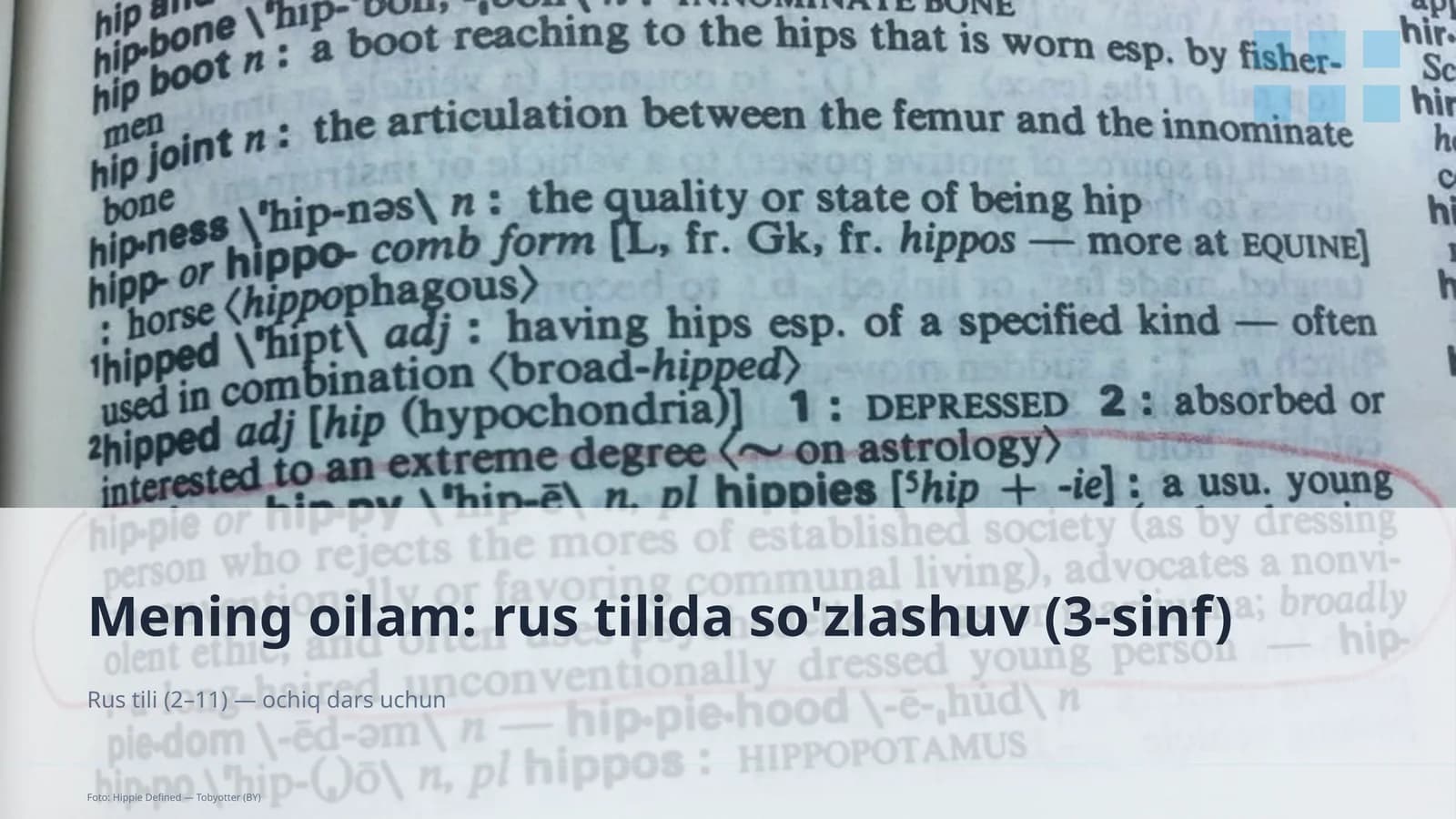 Mening oilam: rus tilida so'zlashuv (3-sinf)