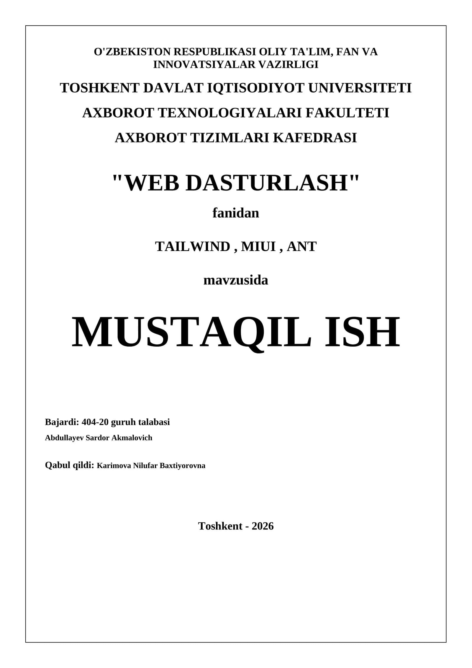 WEB DASTURLASH