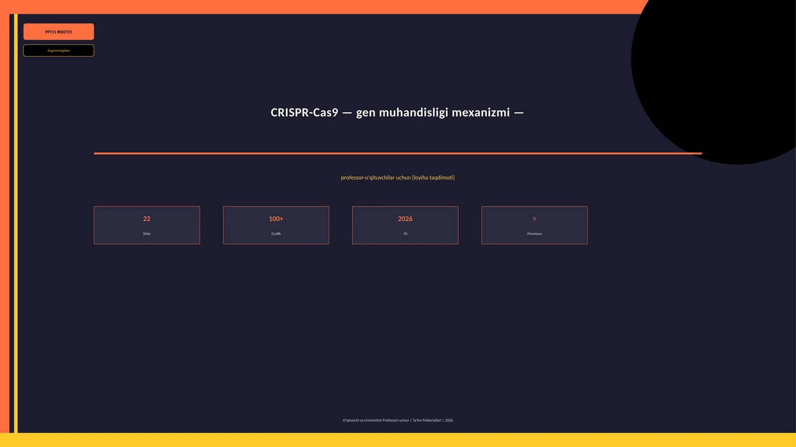 CRISPR-Cas9 — gen muhandisligi mexanizmi — professor-o'qituvchilar uchun [loyiha taqdimoti]