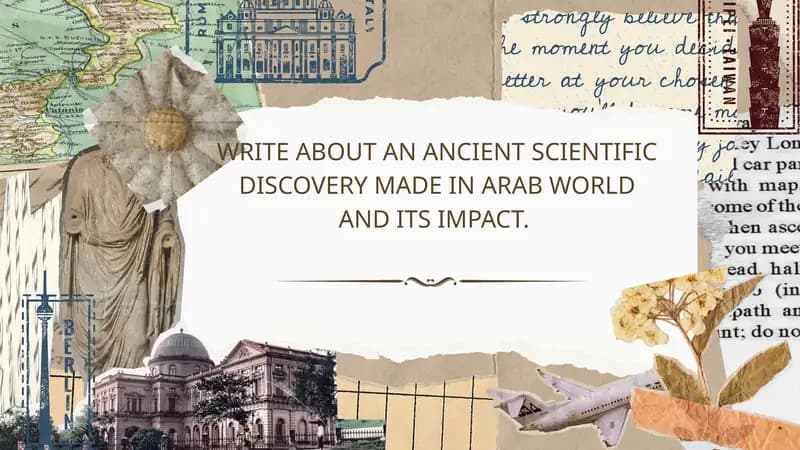 WRITE ABOUT AN ANCIENT SCIENTIFIC DISCOVERY MADE IN ARAB WORLD AND ITS IMPACT