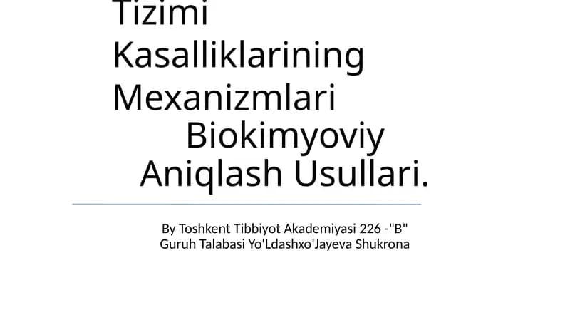 Ruhiy Va Asab Tizimi Kasalliklarining Mexanizmlari Biokimyoviy Aniqlash Usullari