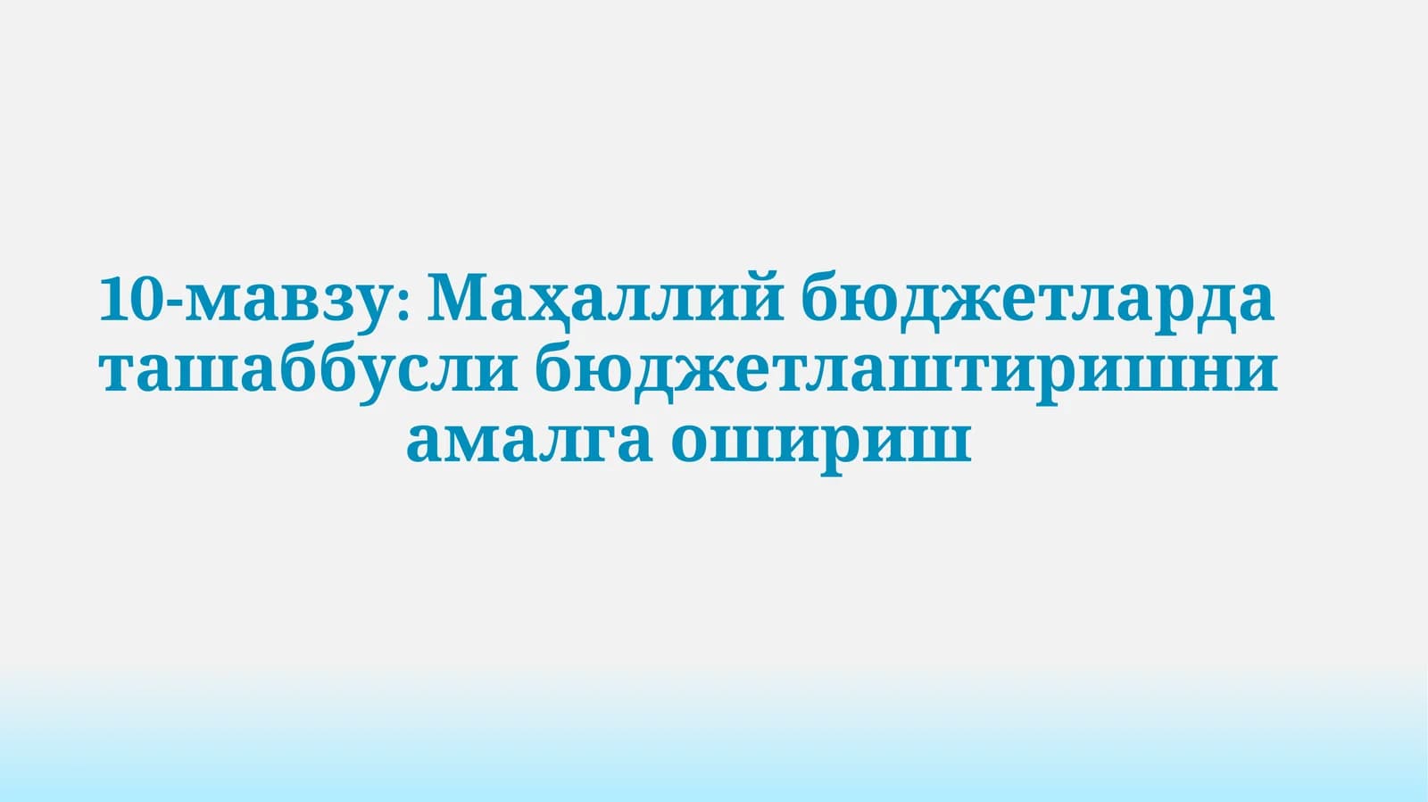 Маҳаллий бюджетлардаги ташаббусли бюджетлаштиришни амалга ошириш