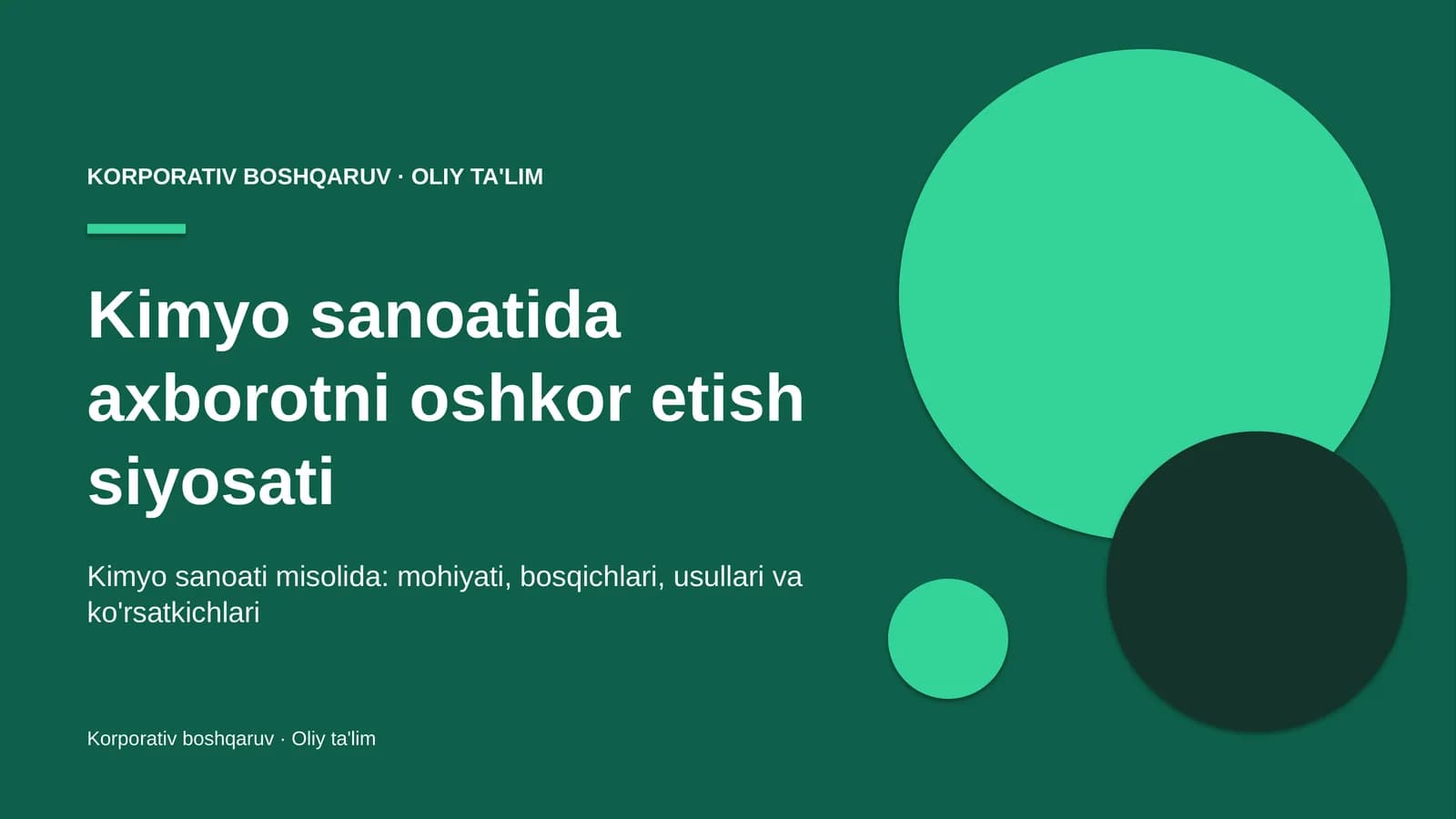 Kimyo sanoatida axborotni oshkor etish siyosati