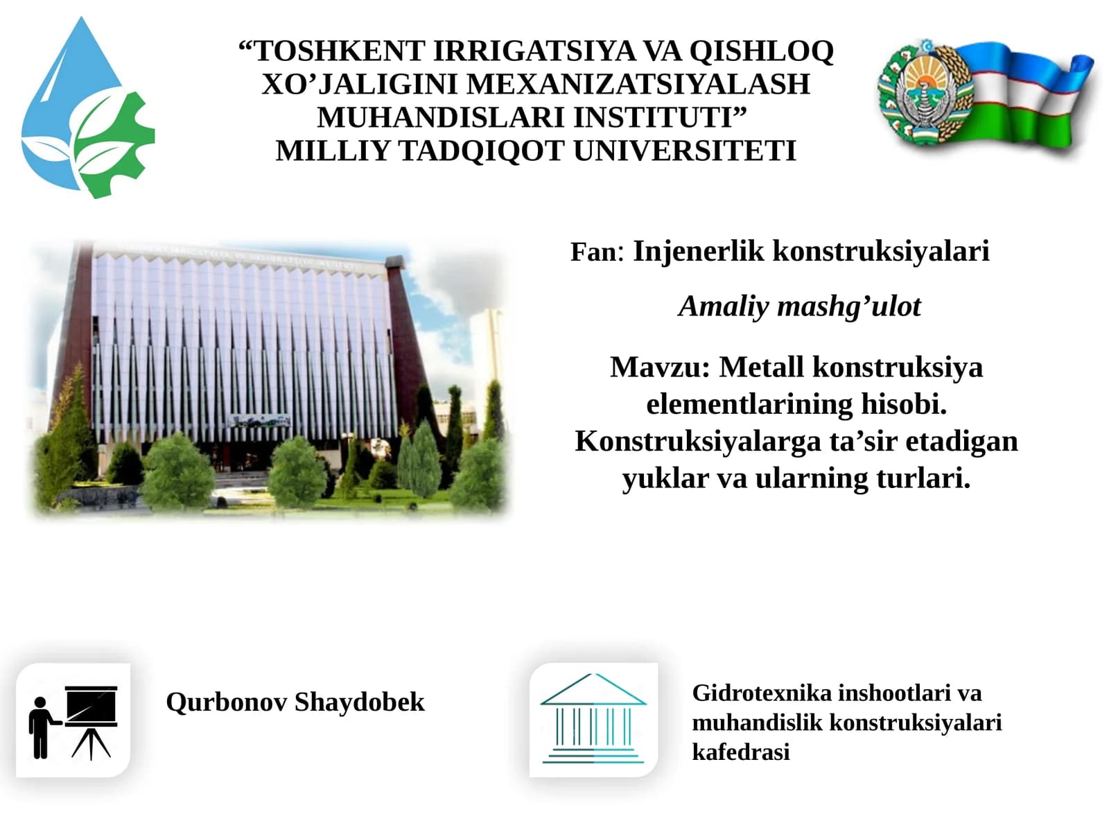 Gidrotexnikainshootlarivamuhandislikkonstruksiyalarikafedrasi