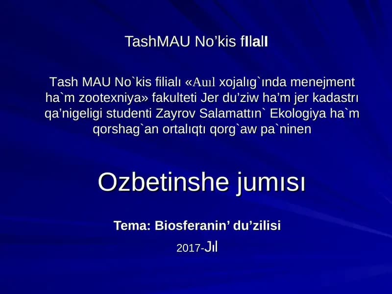Biosferanin’ du’zilisi
