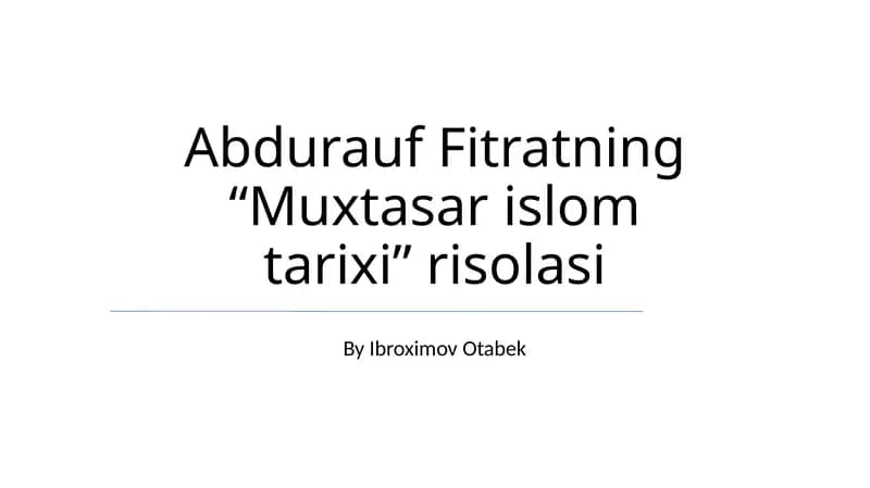 Muxtasar islom tarixi