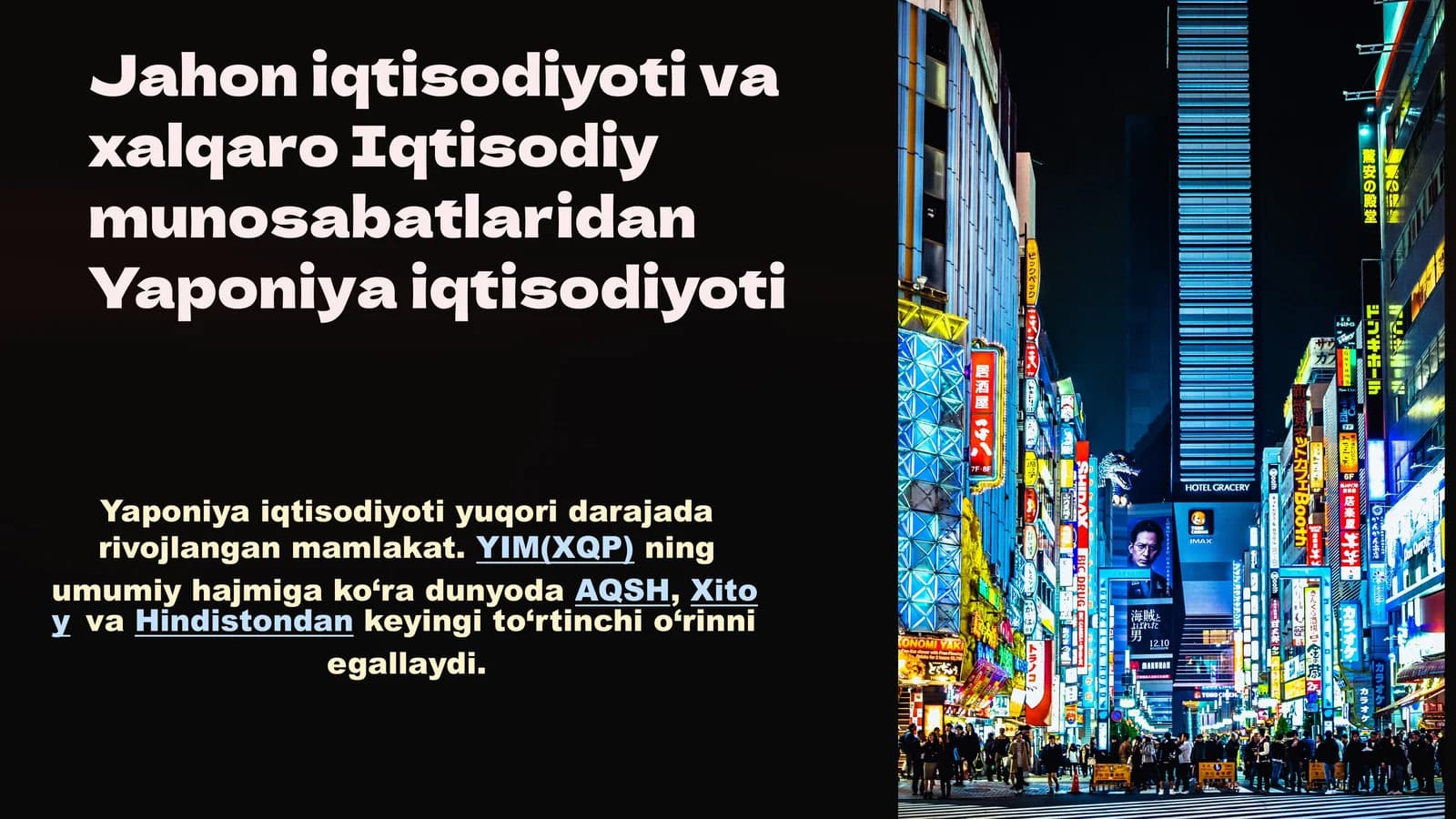 Jahon iqtisodiyoti va xalqaro Iqtisodiy munosabatlaridan Yaponiya iqtisodiyoti