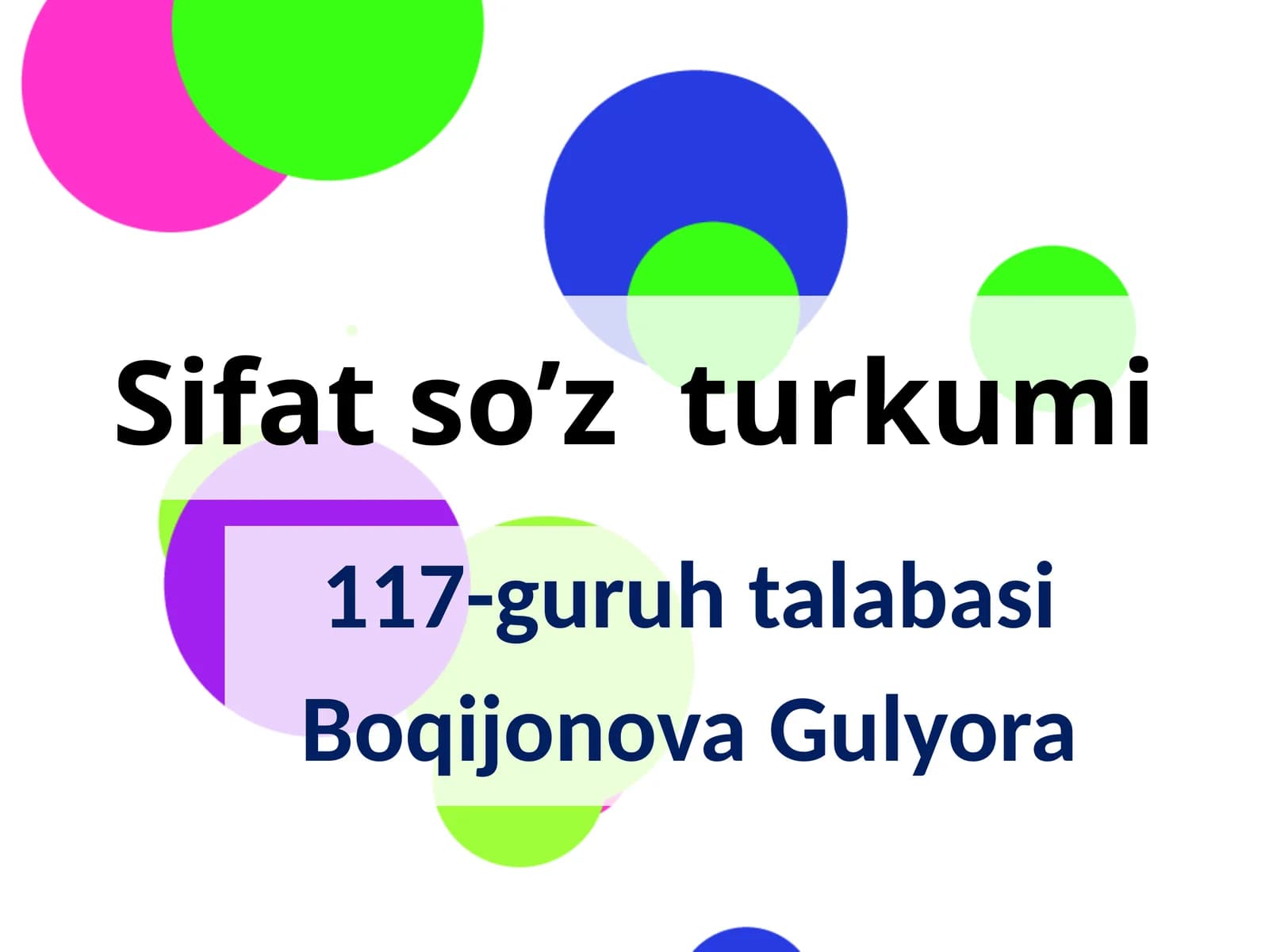 Sifatso’z turkumi