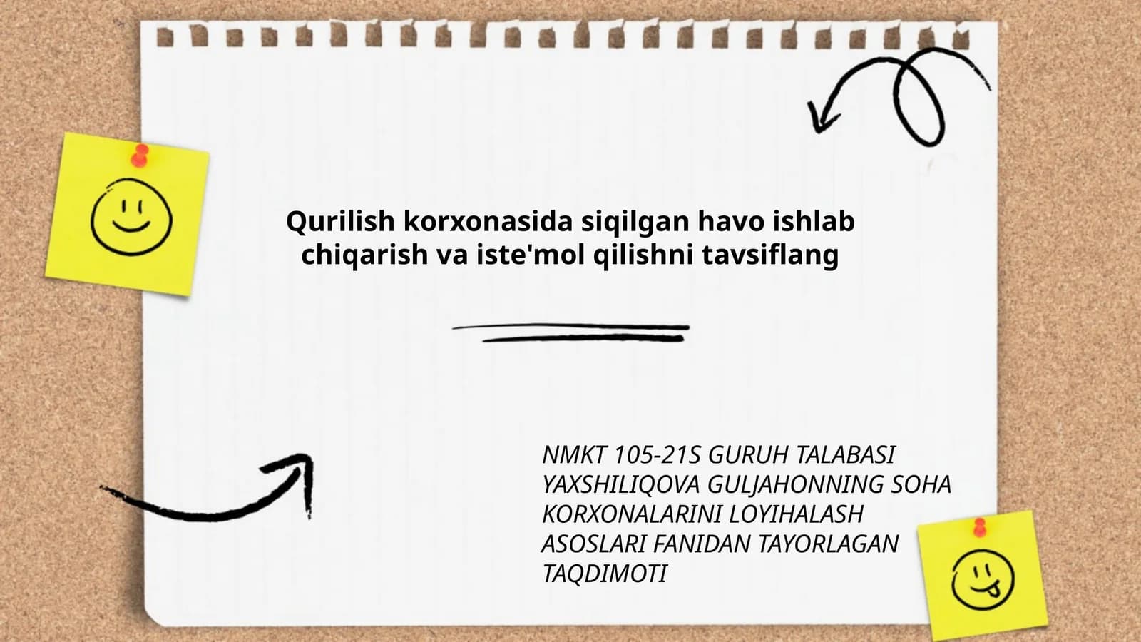 NMKT 105-21S GURUH TALABASI YAXSHILIQOVA GULJAHONNING SOHA KORXONALARINI LOYIHALASH ASOSLARI FANIDAN TAYORLAGAN TAQDIMOTI