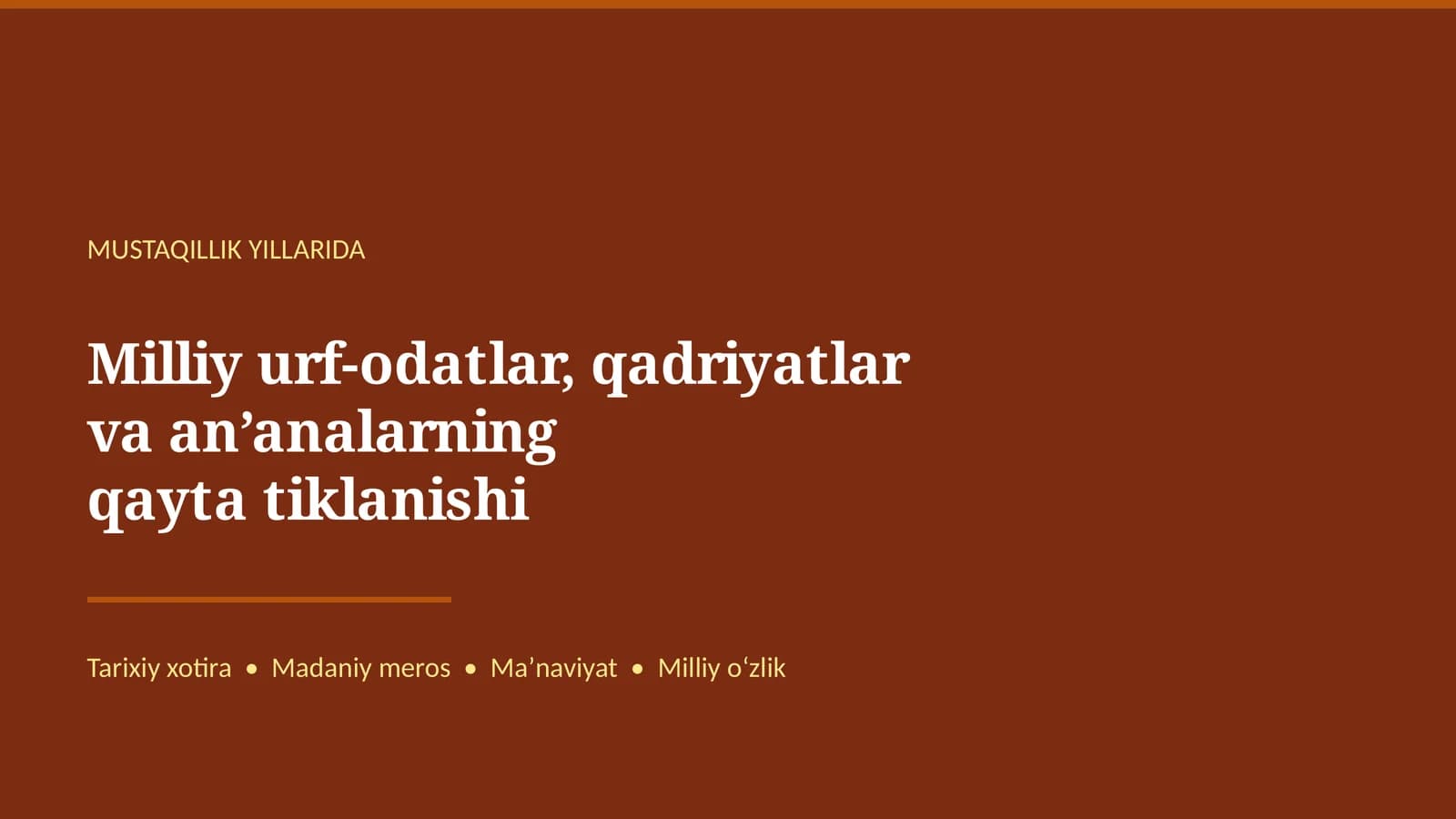 MUSTAQILLIK YILLARIDA