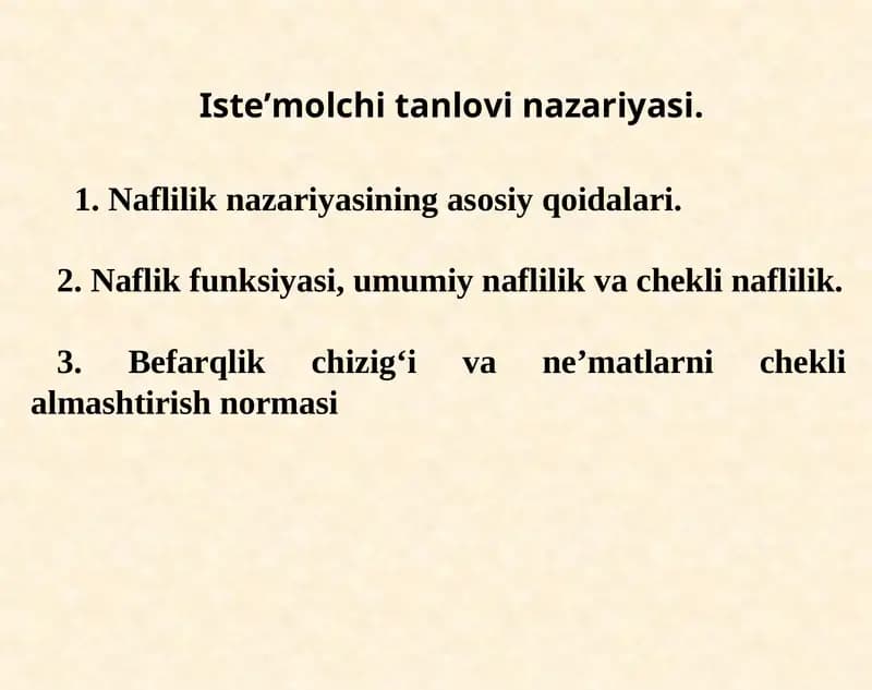 Iste’molchi tanlovi nazariyasi