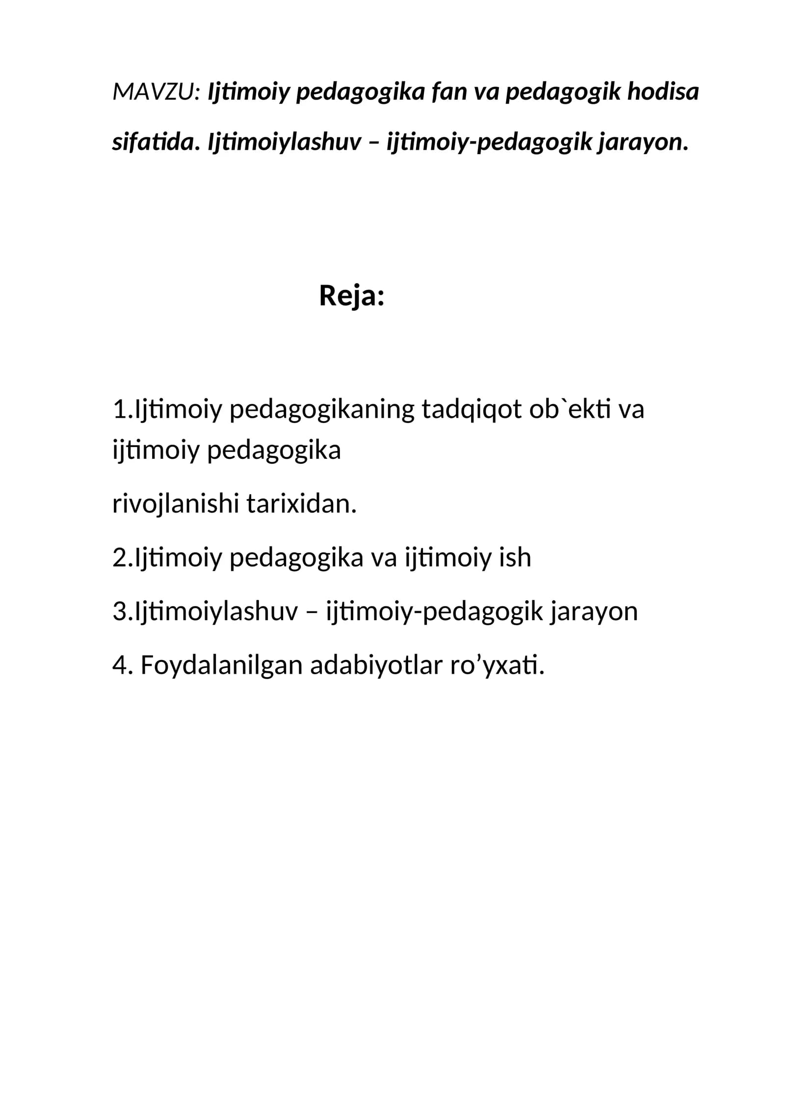 Ijtimoiy pedagogika fan va pedagogik hodisa