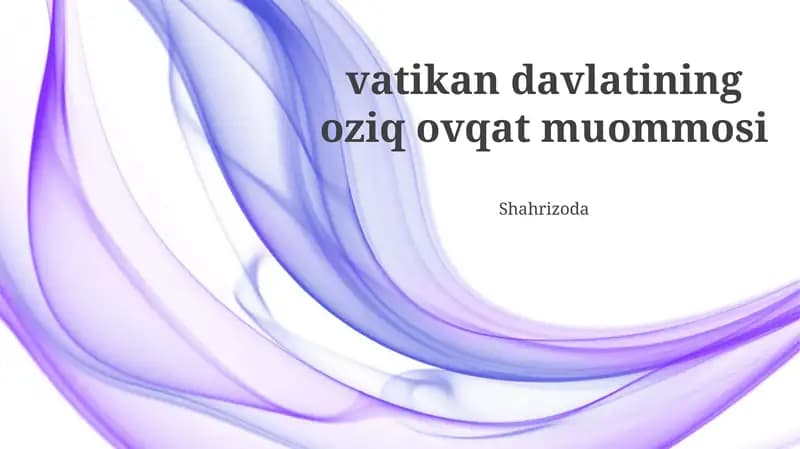 Vatikan davlatining oziq ovqat muommosi