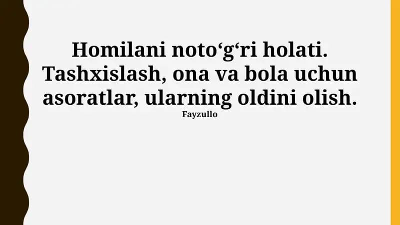 Homilaning noto'g'ri joylashuvi: Diagnostika va Asosiy Turlari