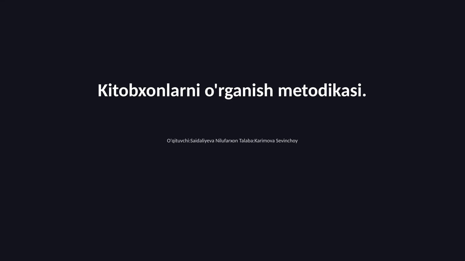 Kitobxonlarni o'rganish metodikasi