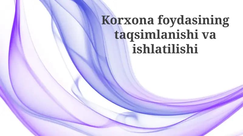 Korxona foydasining taqsimlanishi va ishlatilishi