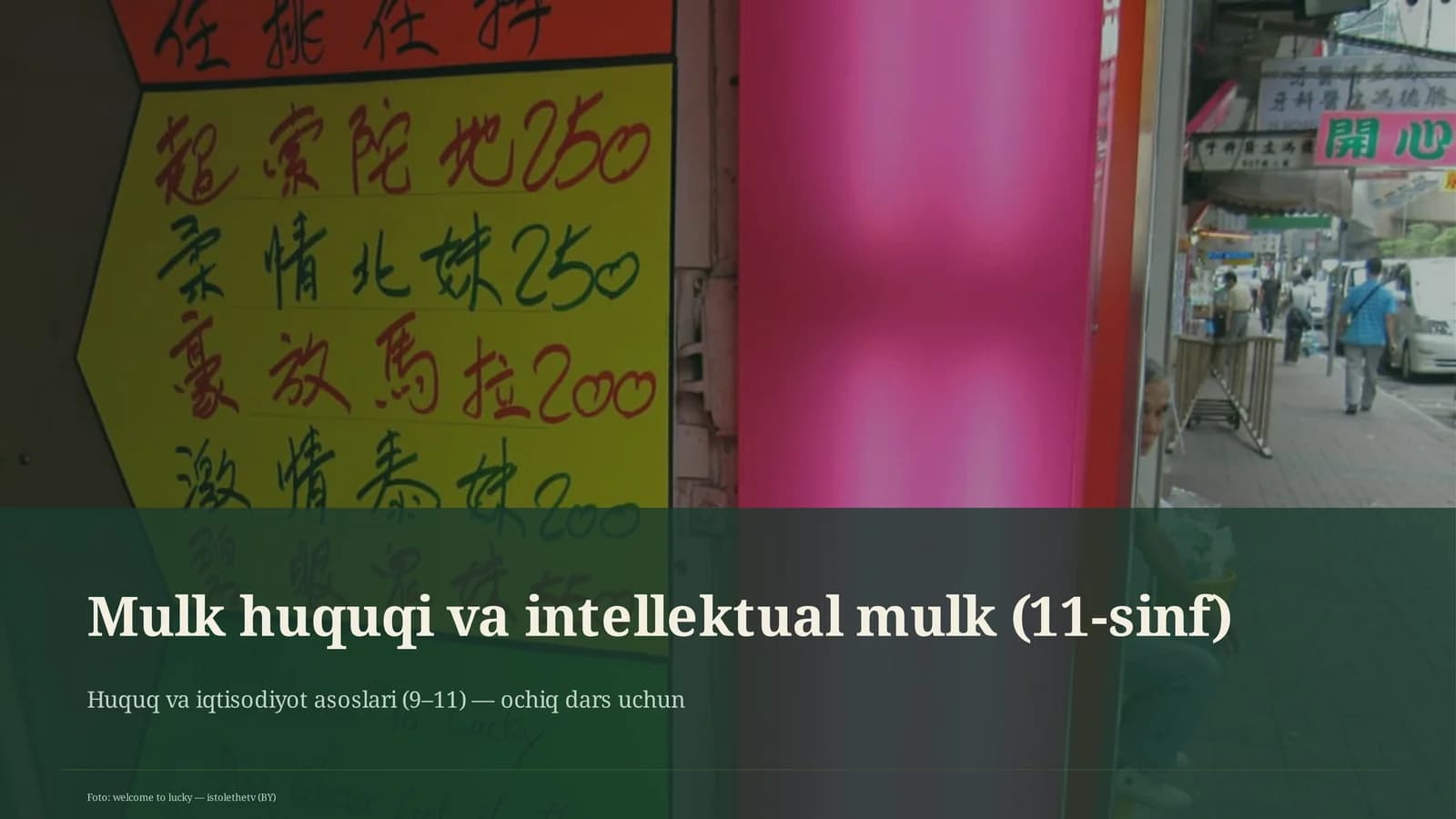 Mulk huquqi va intellektual mulk (11-sinf)