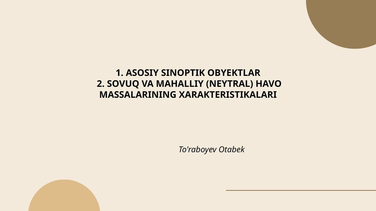 Asosiy sinoptik obyektlar