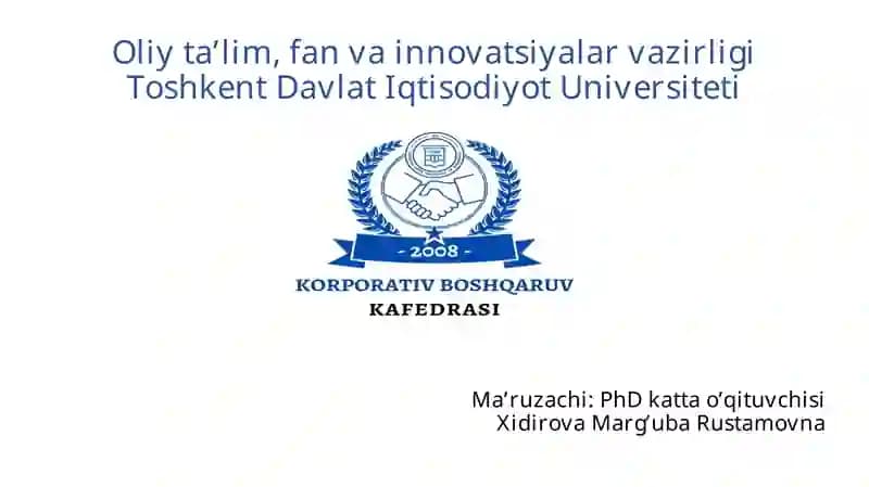 Korporativ tuzilmalar va korporativ jamiyatlar faoliyati