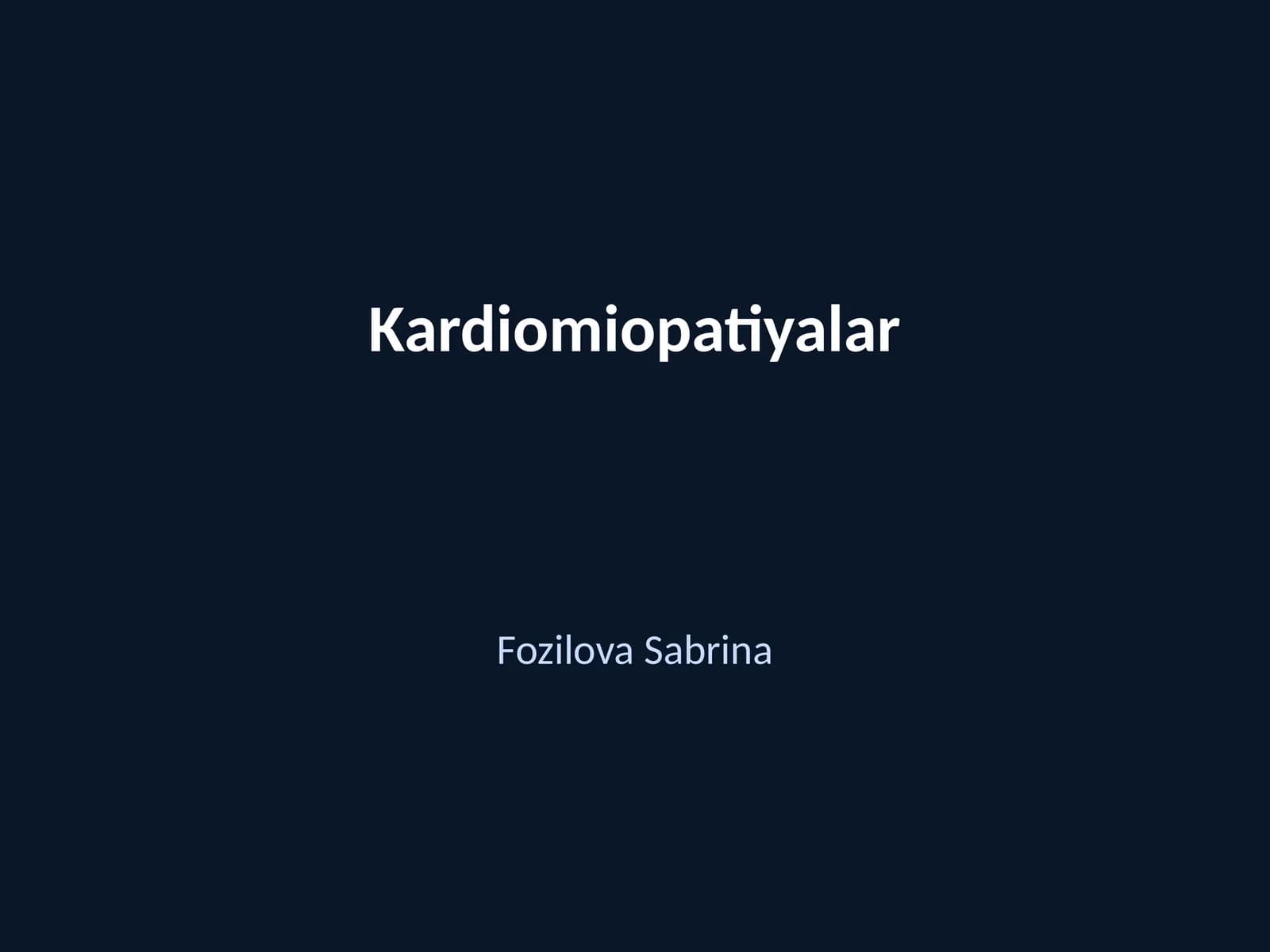 Kardiomiopatiyalar