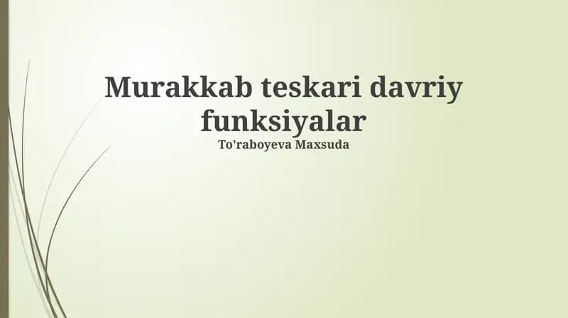 Murakkab teskari davriy funksiyalar