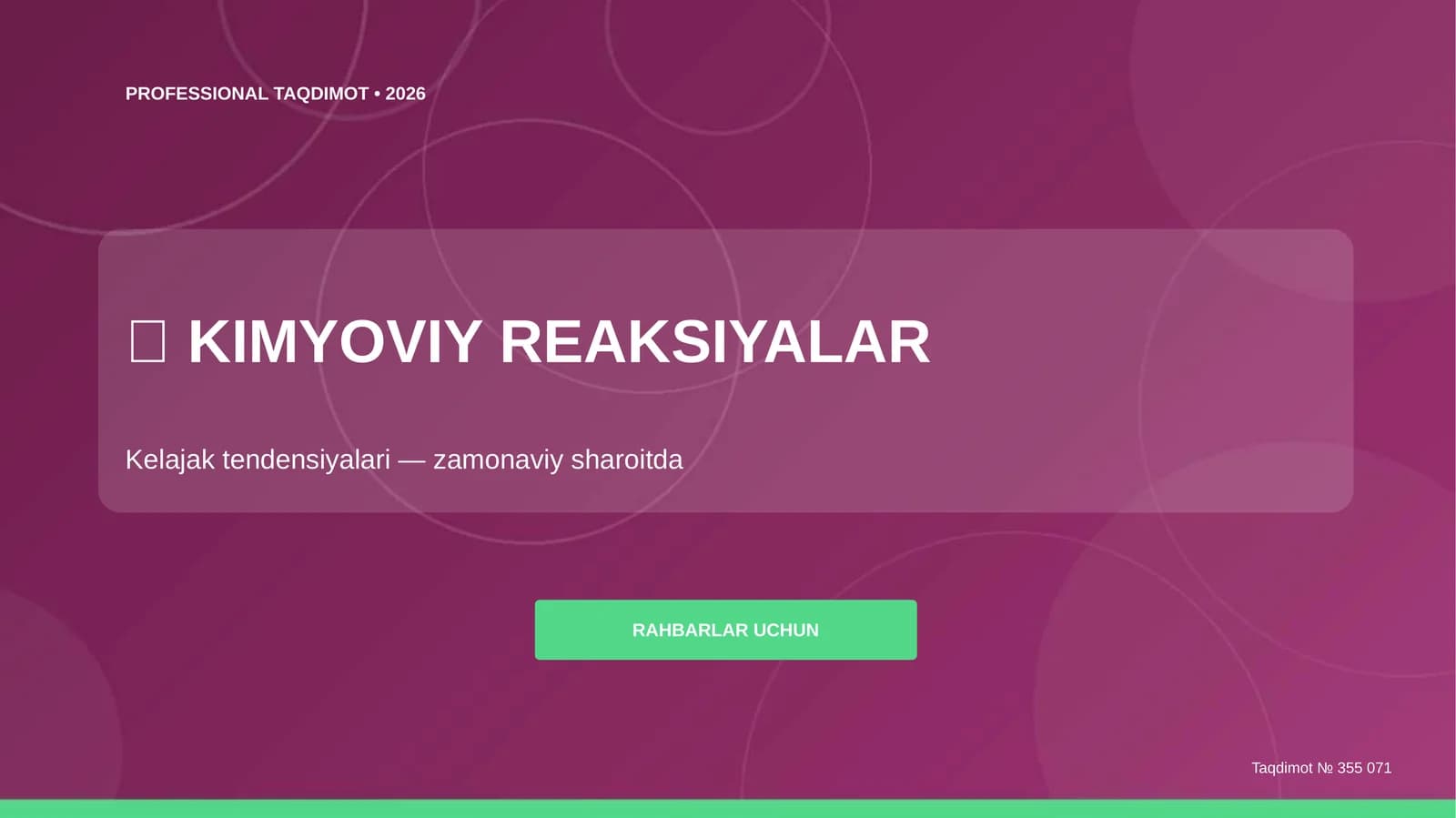 KIMYOVIY REAKSIYALAR