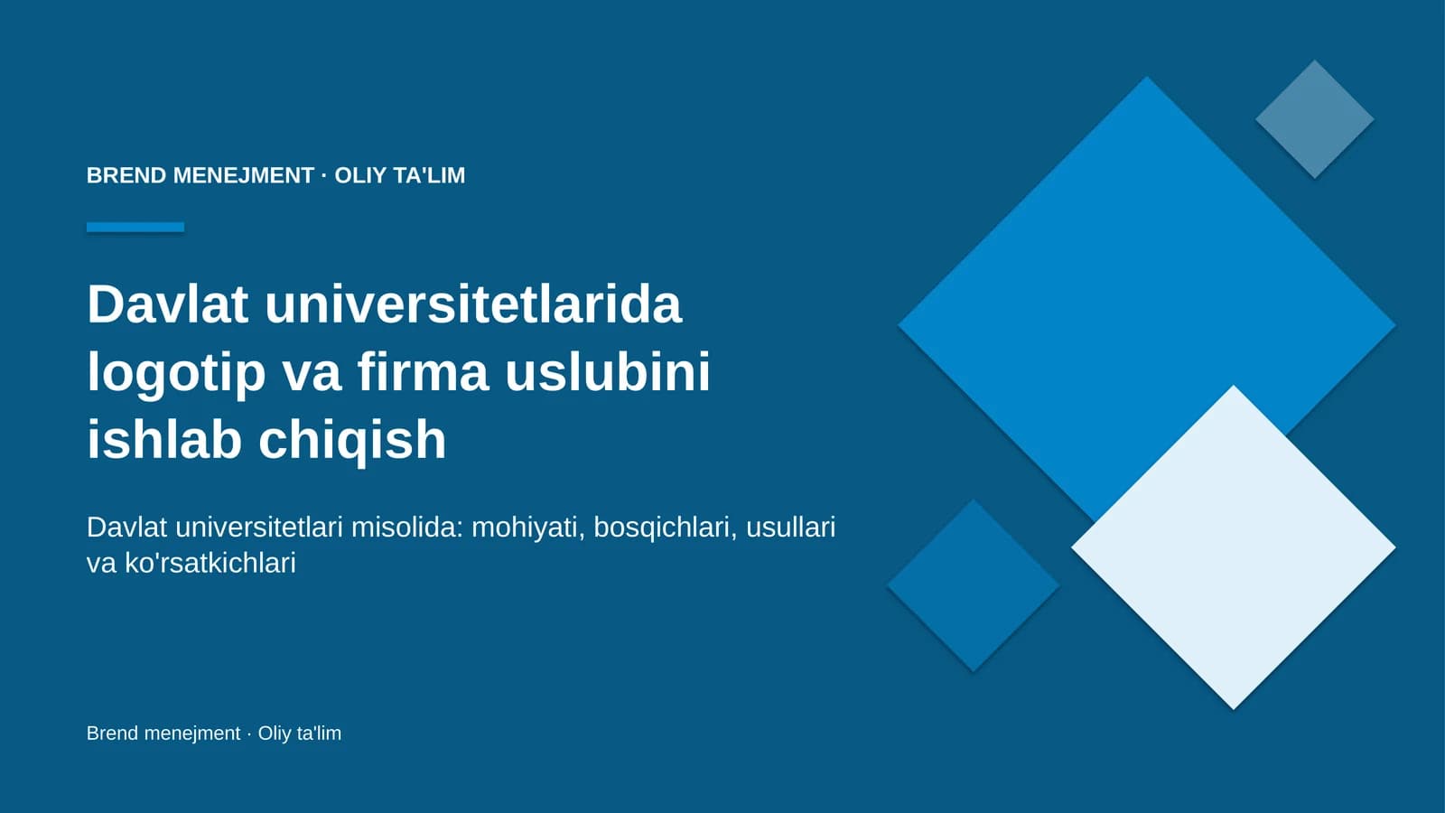 Davlat universitetlarida logotip va firma uslubini ishlab chiqish