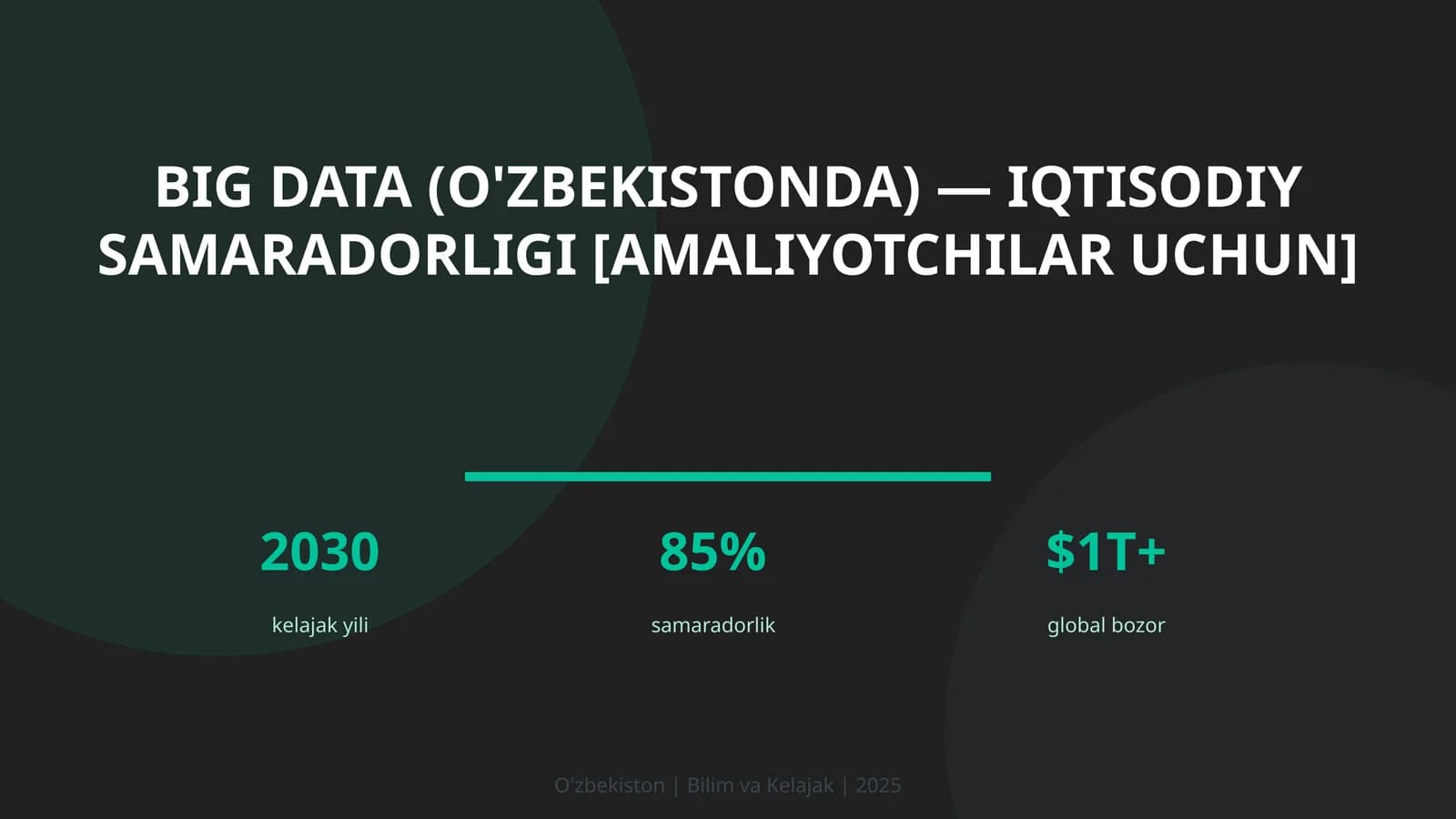 Big Data (O'zbekistonda) — iqtisodiy samaradorligi [amaliyotchilar uchun]