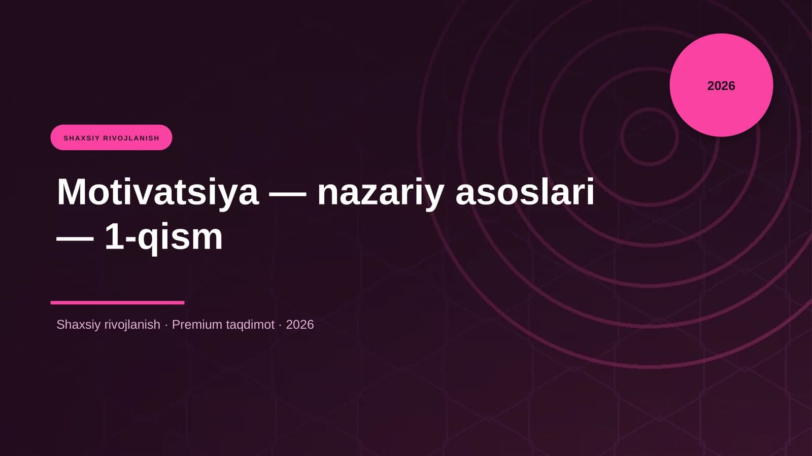 Motivatsiya — nazariy asoslari — 1-qism