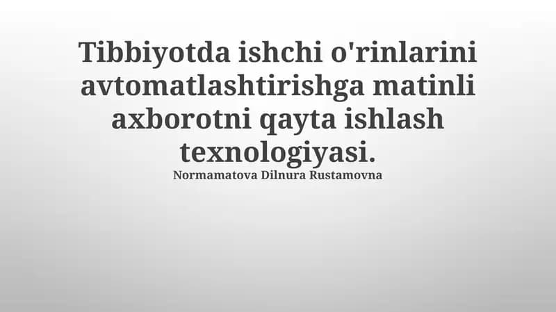 Tibbiy Hujjatlarni Avtomatlashtirish